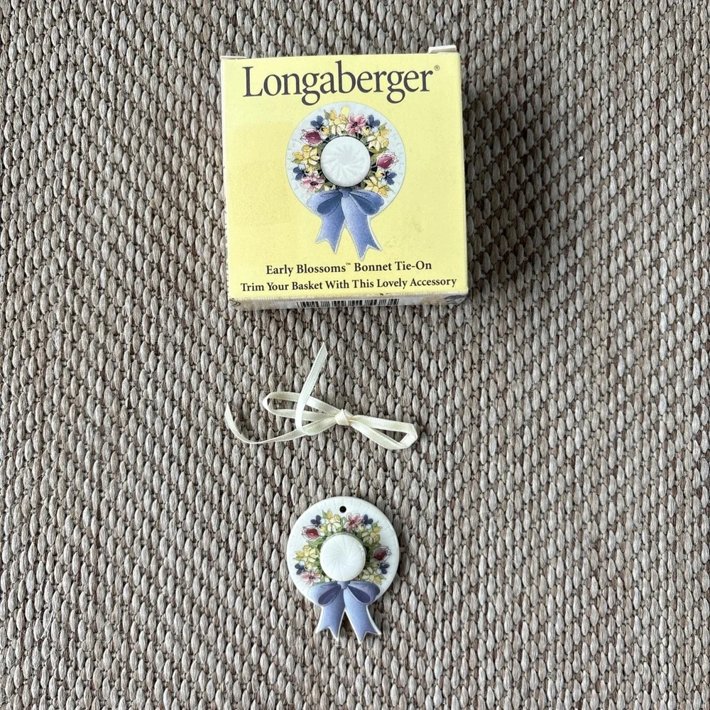 Longaberger Mother's Day Series 2000 Early Blossoms Bonnet Tie On NEW in Box